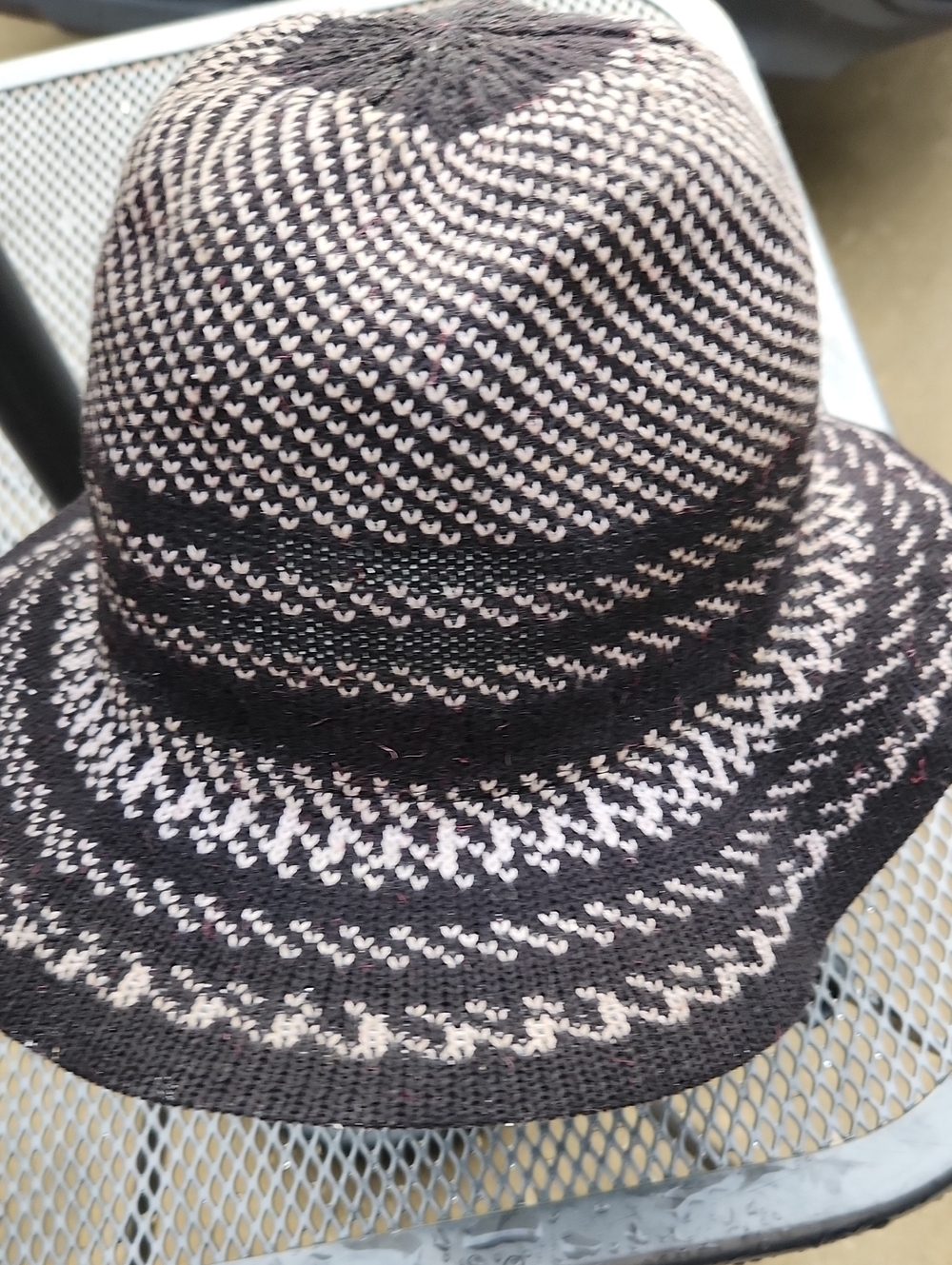 Black and Cream Woven Ladies Sun Hat